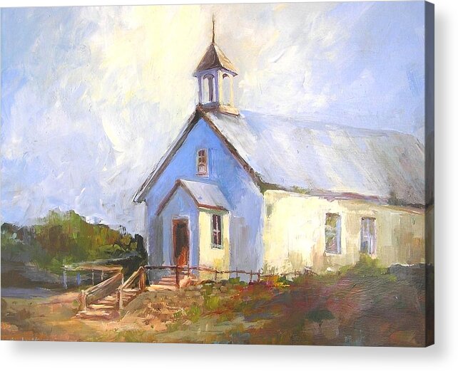 Landscape Acrylic Print featuring the painting Trinchera Creek Chapel by Barbara Couse Wilson
