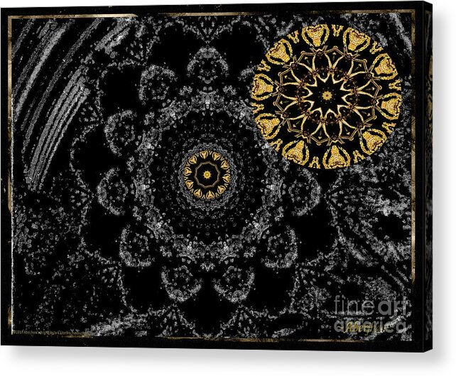 Moon Acrylic Print featuring the digital art Kaleidoscope Moon for Children Gone Too Soon Number 2 - Faces and Flowers by Aberjhani