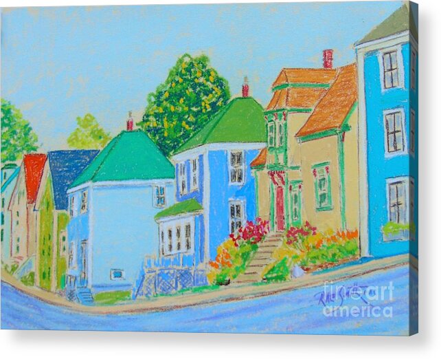 Pastels Acrylic Print featuring the pastel Lunenburg Street Scene#2 by Rae Smith PAC