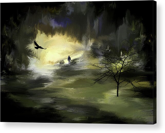 Artwork Acrylic Print featuring the mixed media And crows are circling where there used to be a flowering garden by Aleksandrs Drozdovs