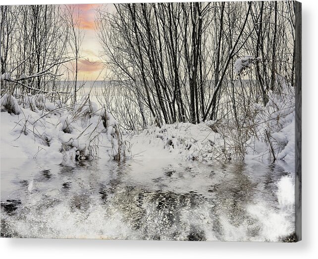 Snowy Beach Acrylic Print featuring the photograph Here Is The Snowy Beach in Jurmala by Aleksandrs Drozdovs