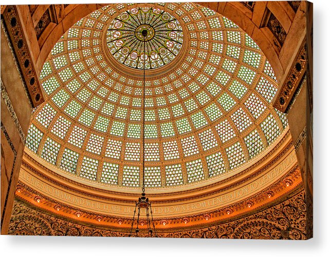 Chicago Acrylic Print featuring the photograph Tiffany Dome Chicago Cultural Museum #1 by Eleanor Abramson