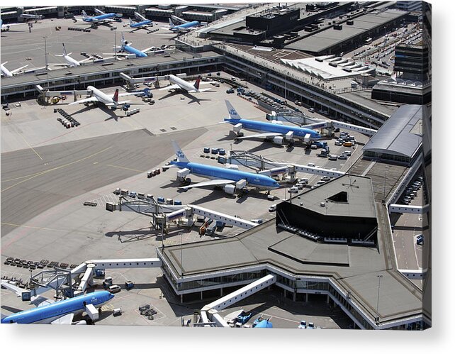 Airport Activity Acrylic Print featuring the photograph Airport Schiphol, Amsterdam by Bram van de Biezen