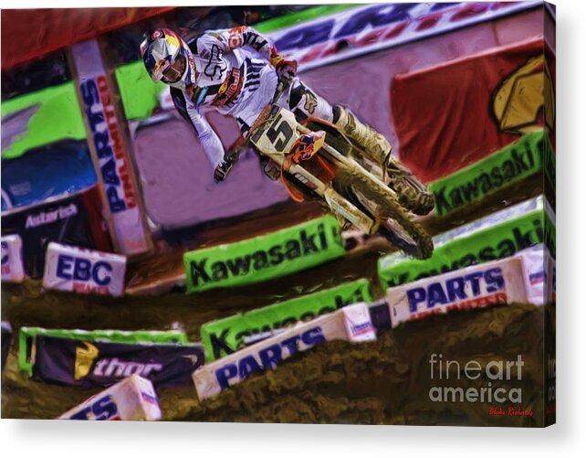 Monster Energy Ama Supercross 450sx Acrylic Print featuring the photograph Ama Supercross Ryan Dungey Flying by Blake Richards