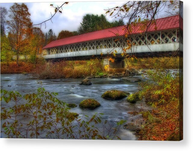 New Hampshire Acrylic Print featuring the photograph Ashuelot Covered Bridge 2 by Joann Vitali