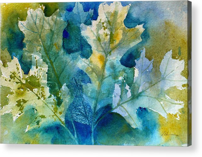 Watercolor Print Acrylic Print featuring the painting Autumn Oak Leaves by Janet Zeh