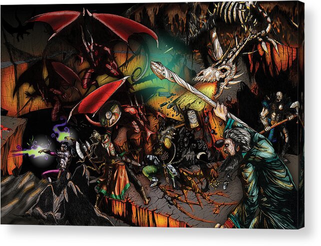 Usherwood Acrylic Print featuring the digital art Battle with the Undead Dragon by James Kramer