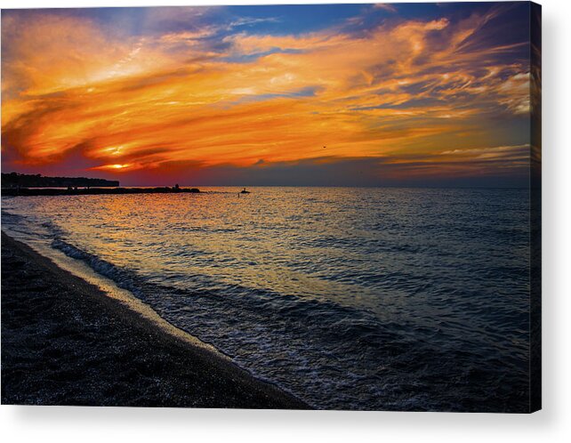 Sunset Photo At Huntington Beach Acrylic Print featuring the photograph Beauty at Huntington Beach by Carolyn Hall