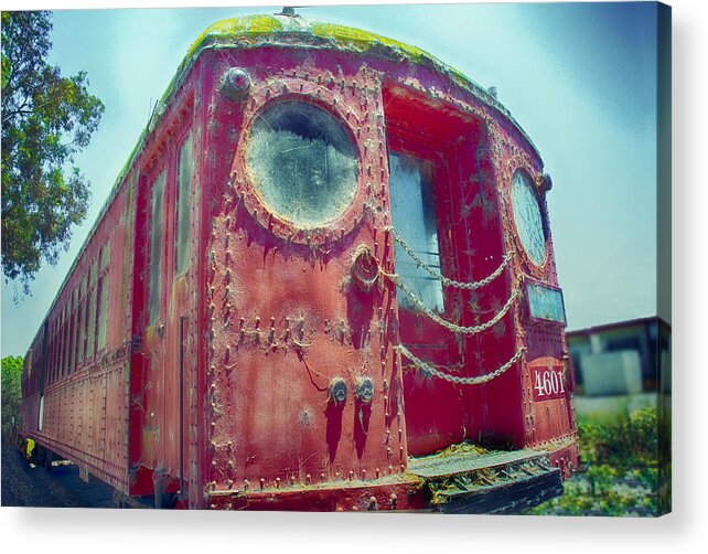 Train Acrylic Print featuring the photograph Big Red Car #4601 by Joseph Hollingsworth