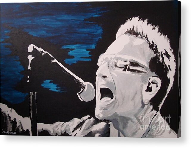 U2 Acrylic Print featuring the painting Bullet The Blue by Stuart Engel