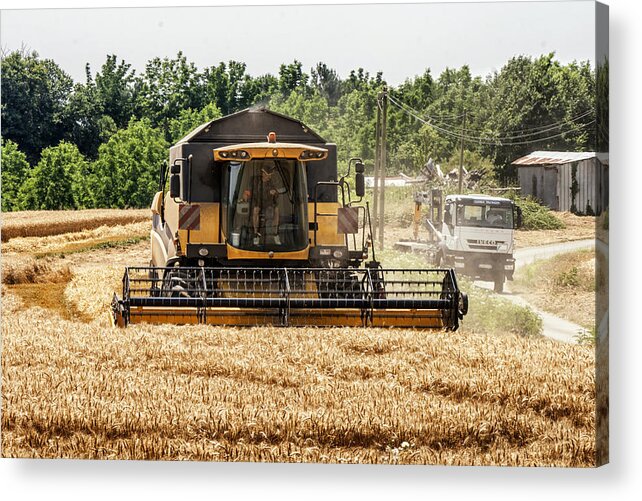 Industry Acrylic Print featuring the photograph Combine Harvester by Georgia Clare