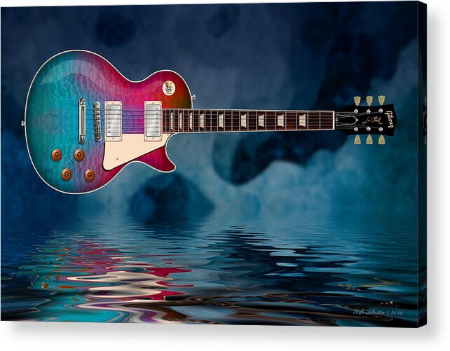 Les Paul Acrylic Print featuring the digital art Cool TieDye Les Paul by WB Johnston