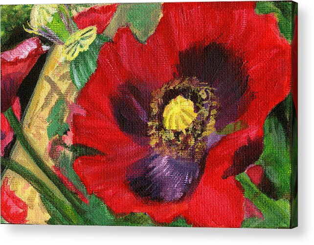 Red Acrylic Print featuring the painting Dangerous Beauty by Renee Barnes
