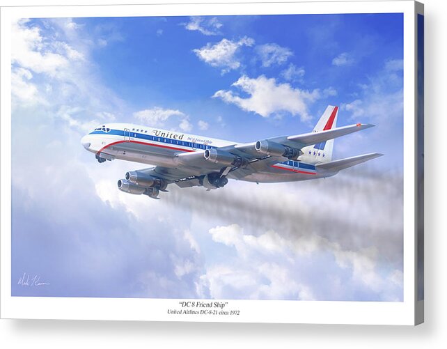 Aviation Art Acrylic Print featuring the painting DC 8 Friend Ship by Mark Karvon