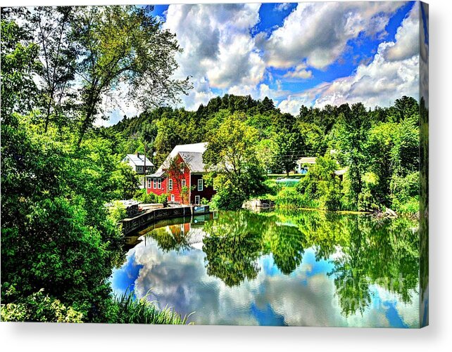 Mill Pond Acrylic Print featuring the photograph East Calais Mill Pond by John Nielsen