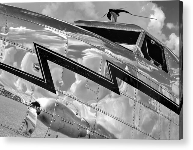 Lockheed Acrylic Print featuring the photograph Electra Reflections in Black and White by Chris Buff