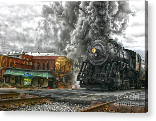 Train Acrylic Print featuring the photograph Engine 734 on the Western Maryland Scenic Railroad by Jeannette Hunt
