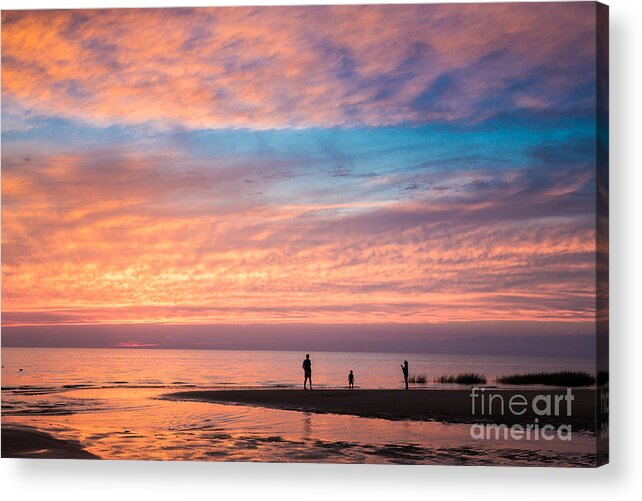 America Acrylic Print featuring the photograph First Encounter Beach Sunset by Susan Cole Kelly