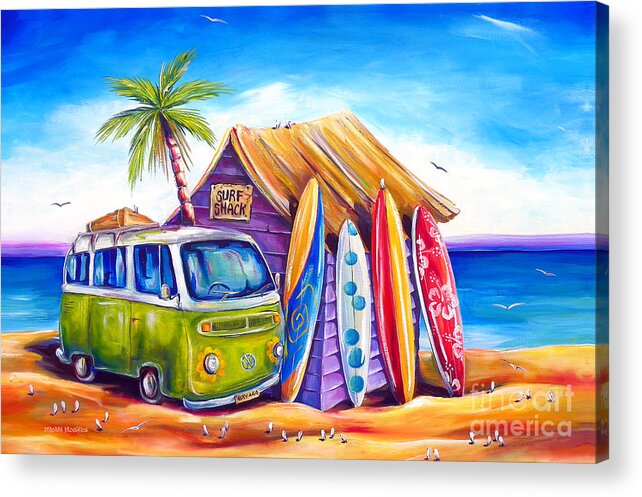 Kombi Acrylic Print featuring the painting Greenie by Deb Broughton