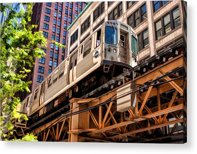 Chicago Acrylic Print featuring the painting Historic Chicago El Train by Christopher Arndt