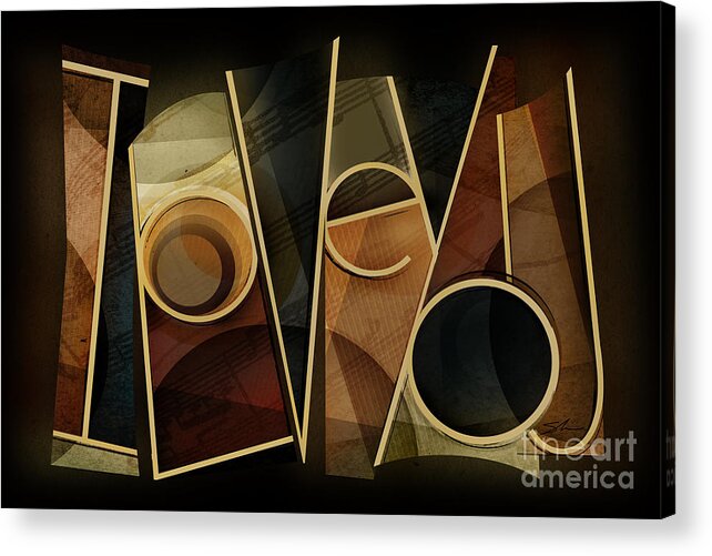 I Love You Acrylic Print featuring the mixed media I Love You - Abstract by Shevon Johnson