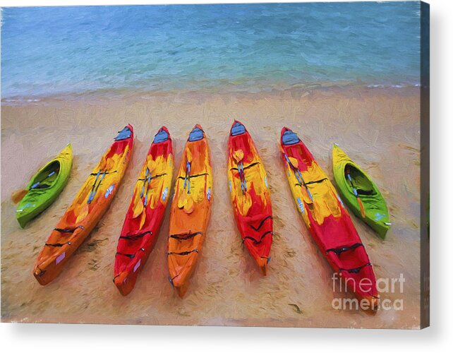 Kayaks Acrylic Print featuring the photograph Kayaks at Manly by Sheila Smart Fine Art Photography