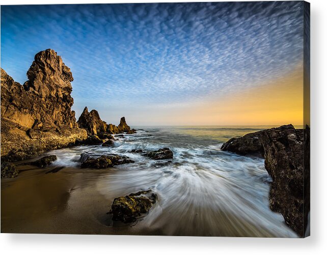 California; Long Exposure; Ocean; Reflection Acrylic Print featuring the photograph Mystical Sunset 3 by Larry Marshall