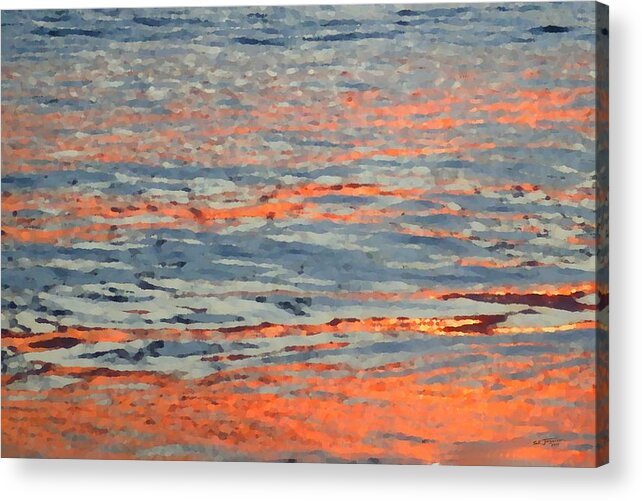 Hawaiian Sunset Acrylic Print featuring the painting Orange Sunset Reflections by Stephen Jorgensen