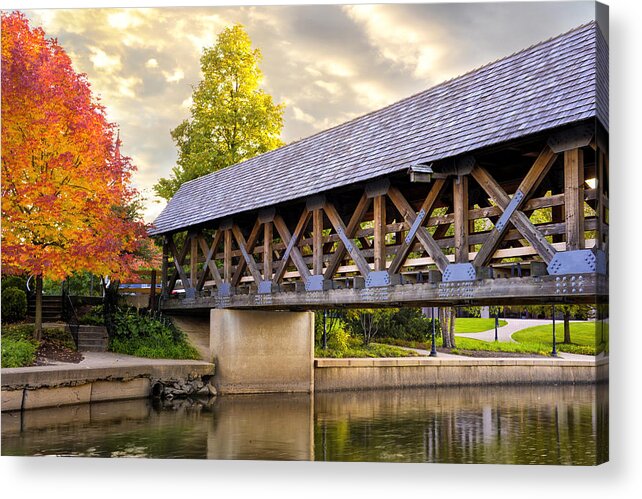 Chicago River Acrylic Print featuring the photograph Riverwalk Footbridge by Anthony Citro