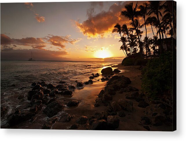 Hawaii Acrylic Print featuring the photograph Sail Into the Sunset. by Douglas Berry