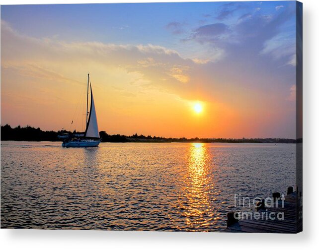 Sailing Acrylic Print featuring the photograph Sailing Into The Sunset by Benanne Stiens