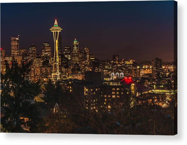 Seattle Acrylic Print featuring the photograph Seattle Night Lights by Gene Garnace