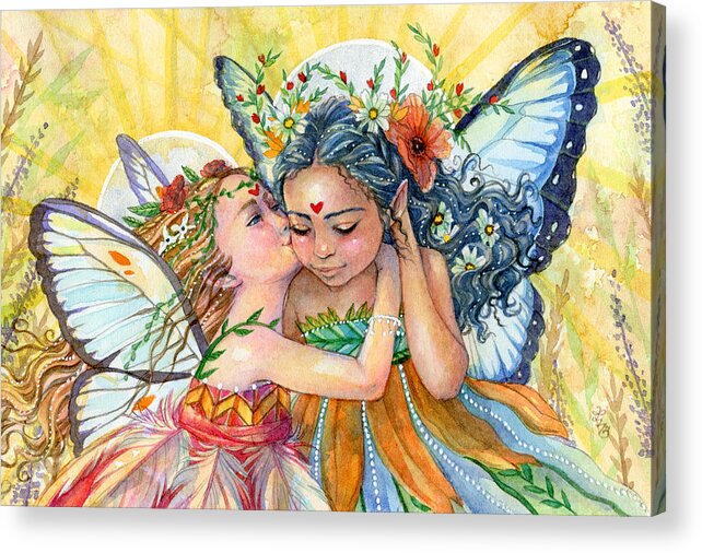 Fairy Acrylic Print featuring the painting Sisters by Sara Burrier