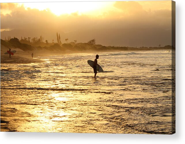 Beach Acrylic Print featuring the photograph Sunset Surf Session by Saya Studios