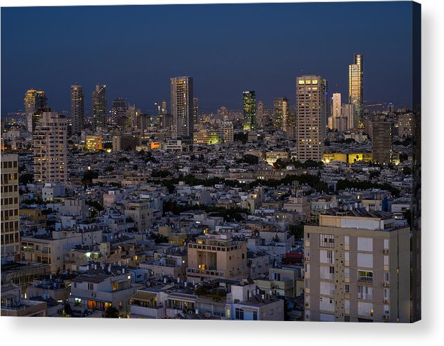Kaballah Acrylic Print featuring the photograph Tel Aviv at the twilight magic hour by Ron Shoshani