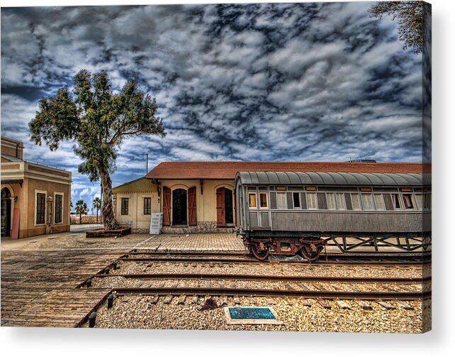 Israel Acrylic Print featuring the photograph Tel Aviv old railway station by Ron Shoshani