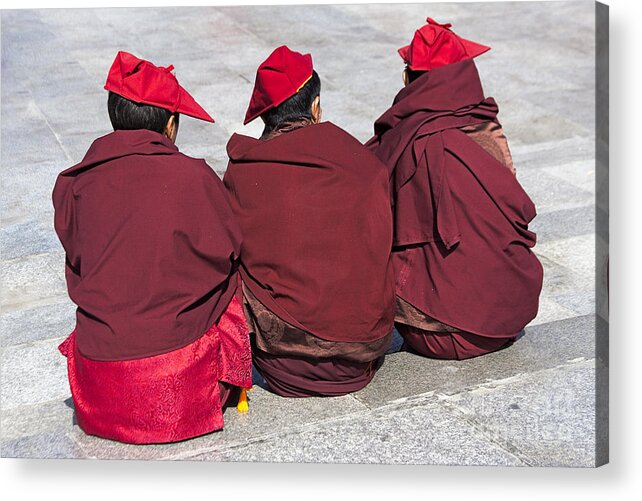 Monk Acrylic Print featuring the photograph Three Monks by Hitendra SINKAR