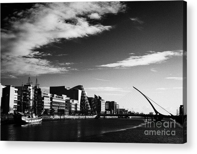 View Acrylic Print featuring the photograph View Of The Samuel Beckett Bridge Over The River Liffey And The Convention Centre Dublin Republic Of by Joe Fox