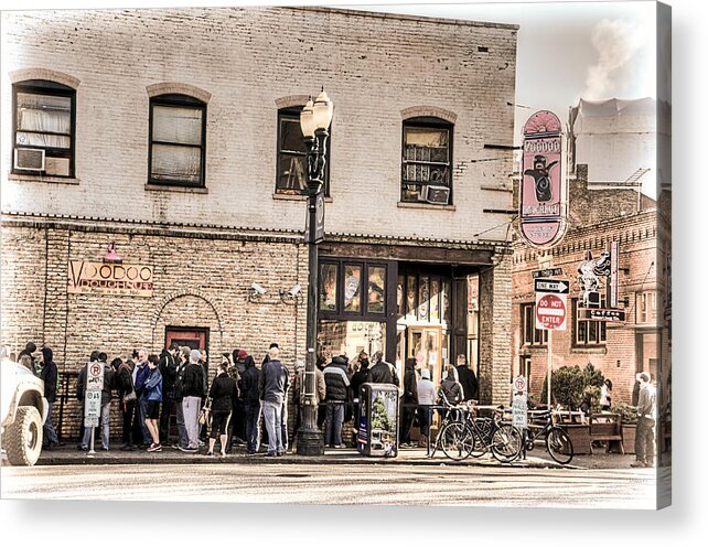 Voodoo Acrylic Print featuring the photograph VooDoo Doughnut Line by Spencer McDonald