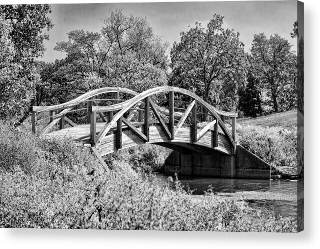 Wheaton Acrylic Print featuring the photograph Wheaton Northside Park Bridge Black and White by Christopher Arndt