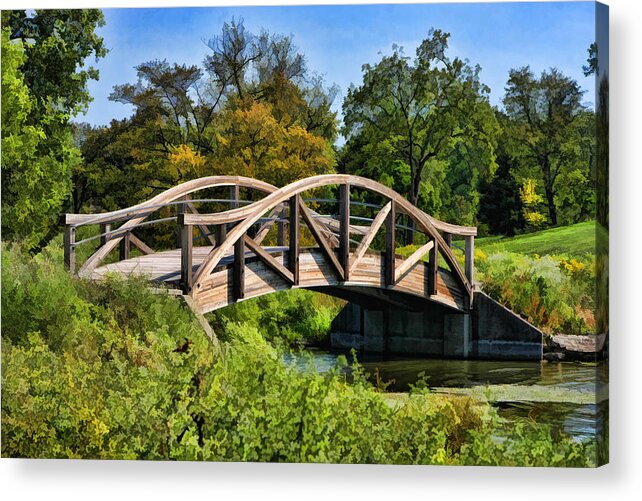 Wheaton Acrylic Print featuring the painting Wheaton Northside Park Bridge by Christopher Arndt