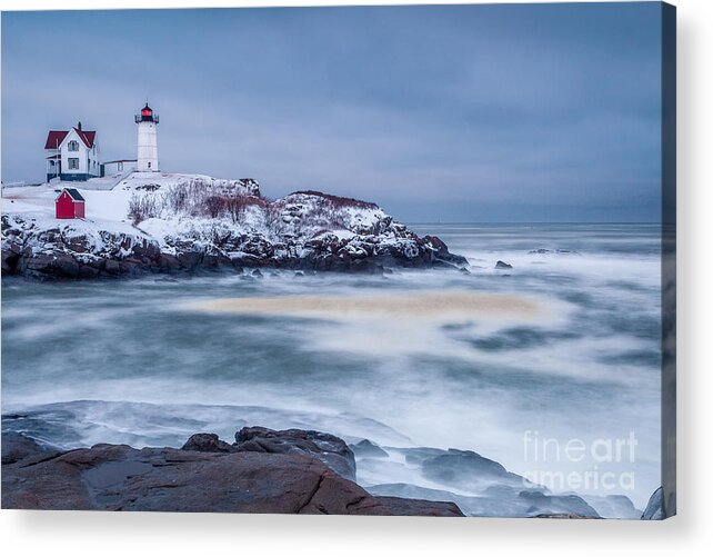 America Acrylic Print featuring the photograph Winter Storm at the Nubble by Susan Cole Kelly