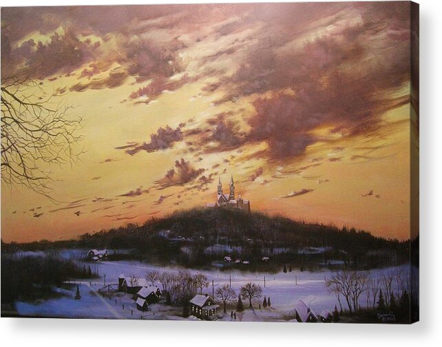 Holy Hill Acrylic Print featuring the painting Winter's Eve at Holy Hill by Tom Shropshire