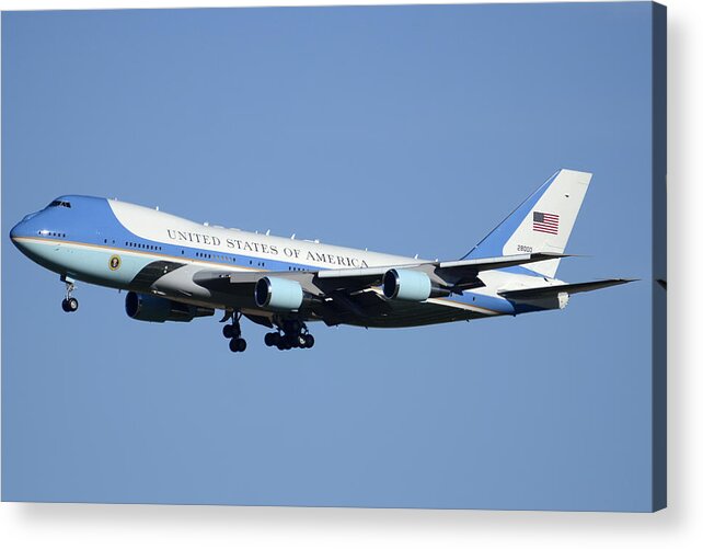 Airplane Acrylic Print featuring the photograph Boeing VC-25A 82-8000 Air Force One Phoenix-Mesa Gateway Airport January 25 2012 #1 by Brian Lockett