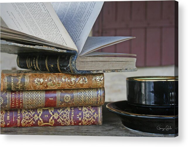 Vintage Books Acrylic Print featuring the photograph Coffee Break with Books by Georgia Clare