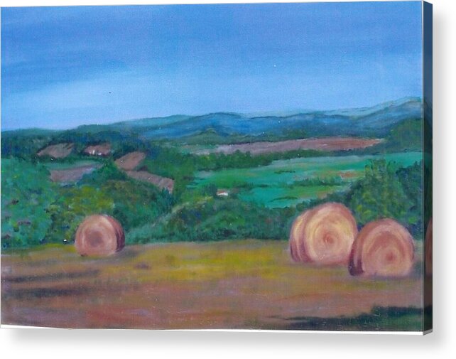 Country Acrylic Print featuring the painting Hay Bales by Christine Lathrop