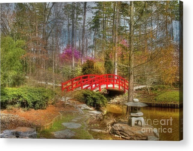 Sarah P. Duke Gardens Acrylic Print featuring the photograph A Bridge to Spring by Benanne Stiens