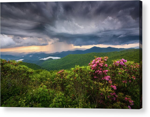 Asheville Acrylic Print featuring the photograph Asheville North Carolina Blue Ridge Parkway Thunderstorm Scenic Mountains Landscape Photography by Dave Allen