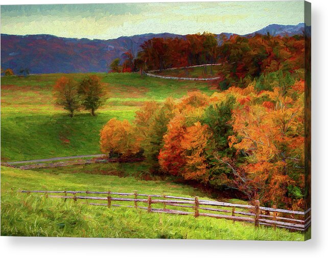 Autumn Acrylic Print featuring the painting Autumn Fall Colors Blue Ridge Brilliance AP by Dan Carmichael