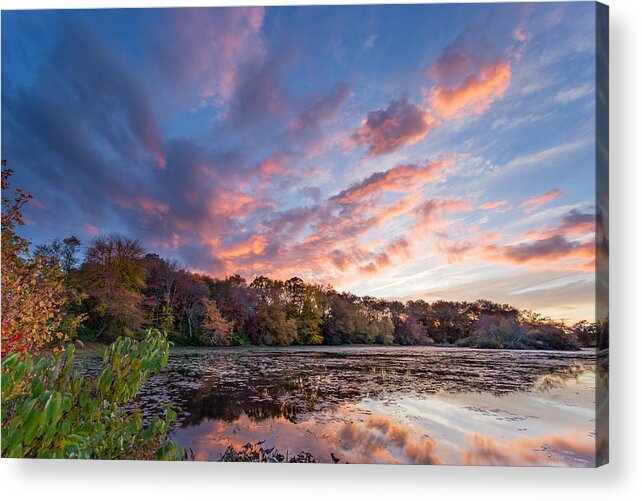 New England Acrylic Print featuring the photograph Autumn Sunset by Bryan Bzdula